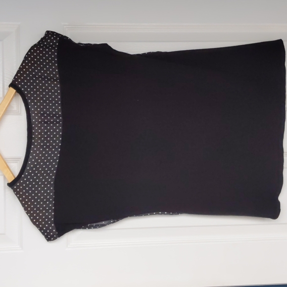 Dex Shell Top, B&W Polka Dot, Black Knit Back, Size XS - Picture 2 of 5